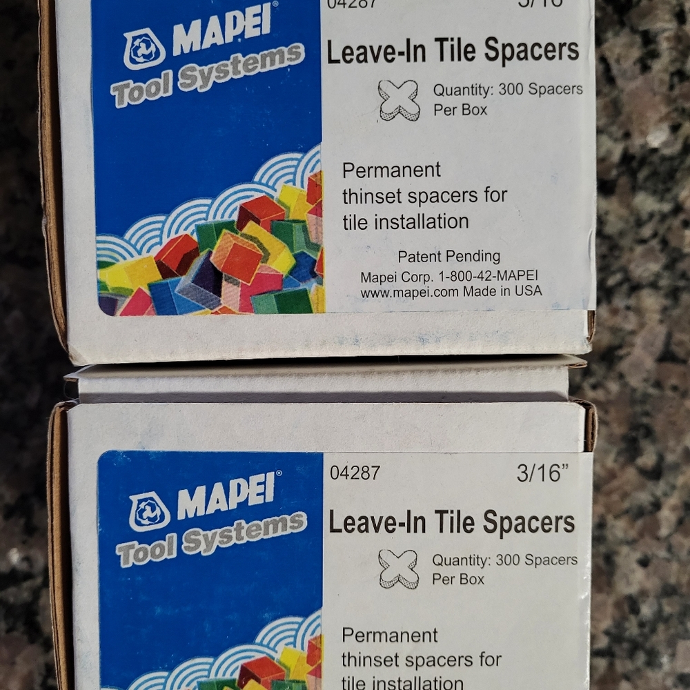 MAPEI  Leave in Tile Spacers lot of 2 each 300 count 3/16" thinset spacers